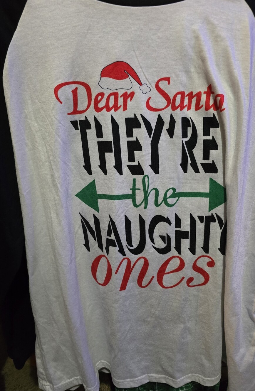 Holiday 4X 'Dear Santa They're the Naughty Ones' Long Sleeve Shirt - White